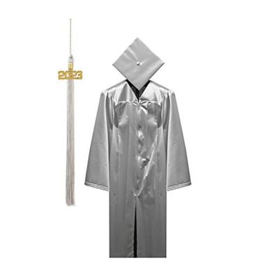 Tassel Depot 2023 Graduation Cap and Gown Set with Tassel - Made in USA - Perfect for High School or College - Silver