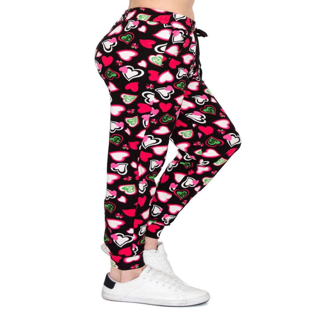 ALWAYS Women's Valentine Heart Jogger Pants - Skinny Fit Premium Soft Lightweight Stretch Pockets Sweatpants 1746 L