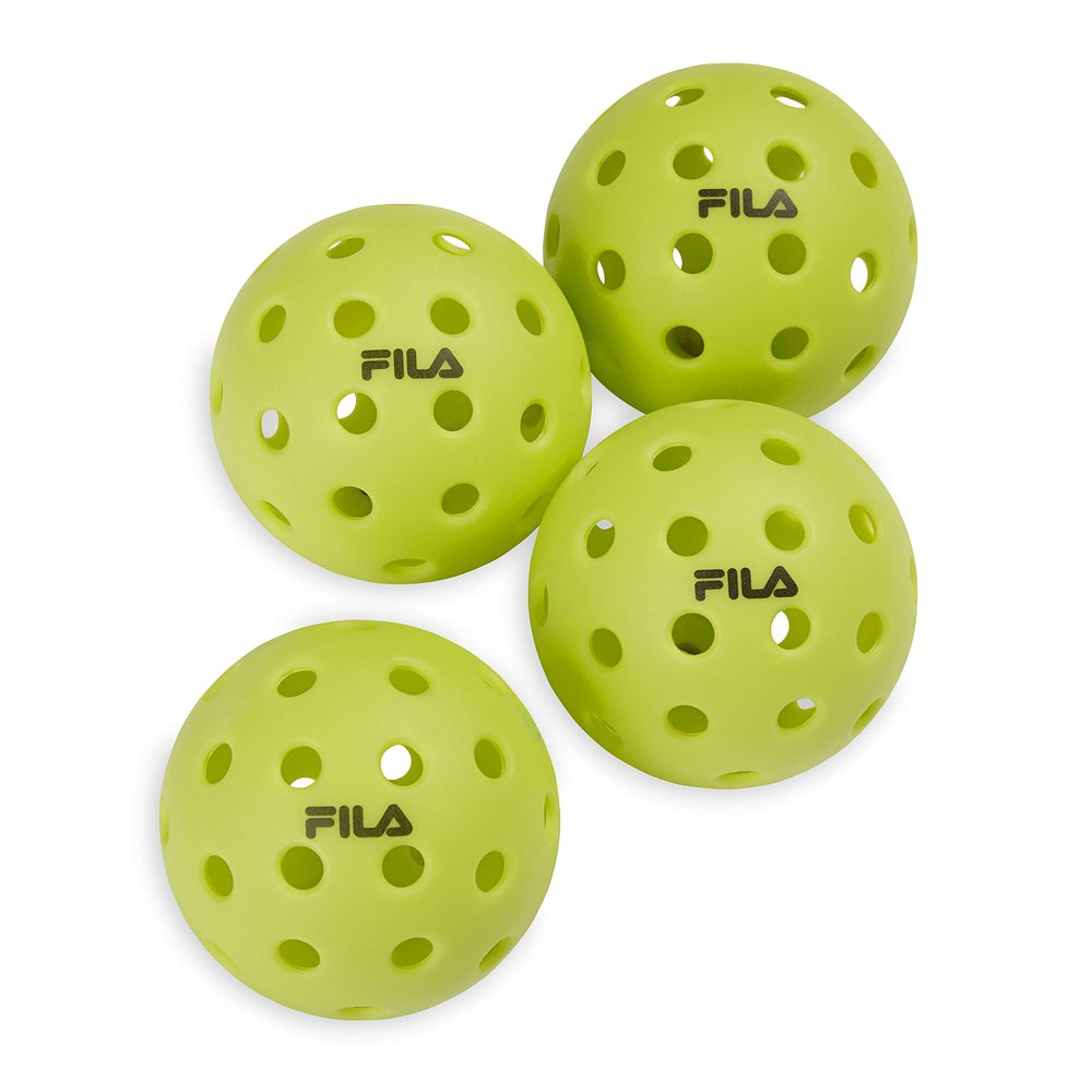 FILA Accessories Outdoor Pickleball Balls - Official Outdoor Pickleballs, Regulation Size with 40 Holes (Lime Green), Pack of 4
