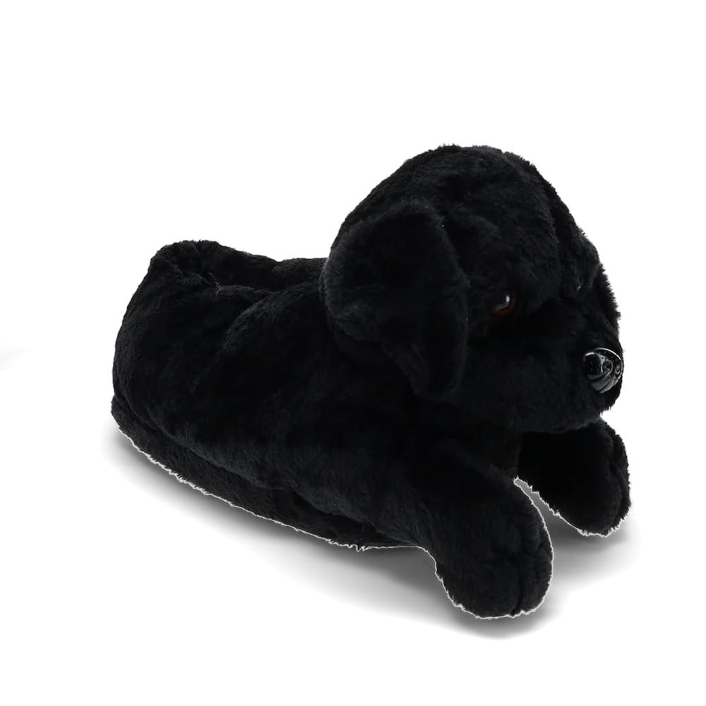 Happy Feet Slippers Black Lab Animal Slippers for Adults and Kids, Cozy and Comfortable, As Seen on Shark Tank (Small)