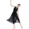 Lyrical Dance Costumes for Women Contemporary Dancewear Sleeveless Cut Out Front Mesh Tulle Maxi Dress Ballet Leotard Tank Bodysuit One-Piece Dance Costumes for Competition Practice Latin Black XS view 2