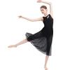 Lyrical Dance Costumes for Women Contemporary Dancewear Sleeveless Cut Out Front Mesh Tulle Maxi Dress Ballet Leotard Tank Bodysuit One-Piece Dance Costumes for Competition Practice Latin Black XS view 4