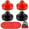 Coopay Air Hockey Pushers and Pucks, Air Hockey Paddles with Felt Bottoms, Goal Handles Paddles Replacement Accessories with a Drawstring Bag for Game Tables (4 Striker, 8 Red Puck Pack)