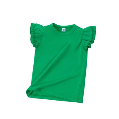 LYSMuch Toddler Baby Girls Ruffle Sleeve Shirt Plain Solid Sleeveless Tshirt Top Blouse Kids Casual Clothes(Green, 4-5T)