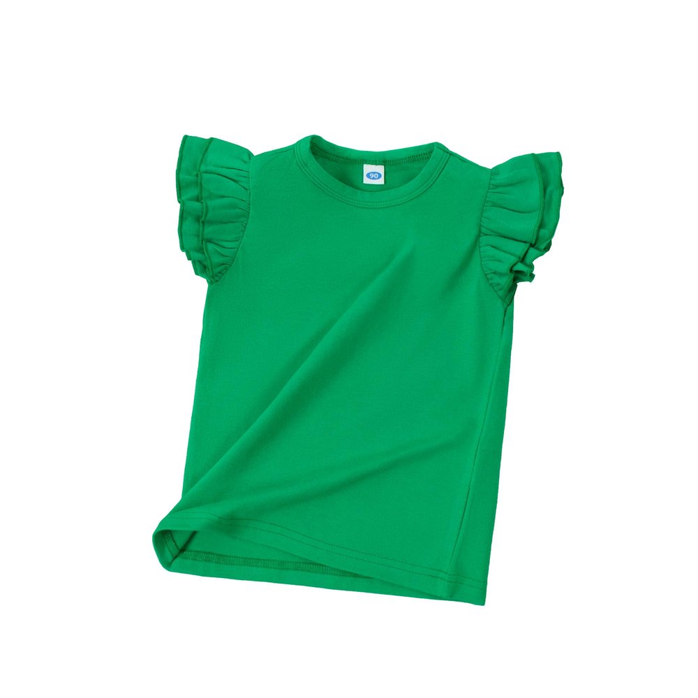 LYSMuch Toddler Baby Girls Ruffle Sleeve Shirt Plain Solid Sleeveless Tshirt Top Blouse Kids Casual Clothes(Green, 4-5T)