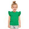 LYSMuch Toddler Baby Girls Ruffle Sleeve Shirt Plain Solid Sleeveless Tshirt Top Blouse Kids Casual Clothes(Green, 4-5T) view 2