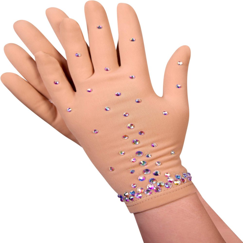 SG.MODA Figure Ice Skating Gloves Made in Europe with Crystals Biflex Crystals G3 XS
