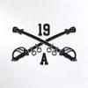 Army MOS 19A Cavalry Crossed Sabers 3x5 Pack of 5 Black Heavy Duty Vinyl Decal Sticker view 1