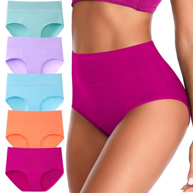 ASIMOON Womens Tummy Control Underwear,High Waisted Cotton Underwear for Women Full Back Soft Panties Comfortable Briefs XL