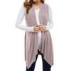 Azules Sleeveless Cardigan for Women, Soft Lightweight Duster Open Front Sleeveless Long Cardigan Vest Mocha
