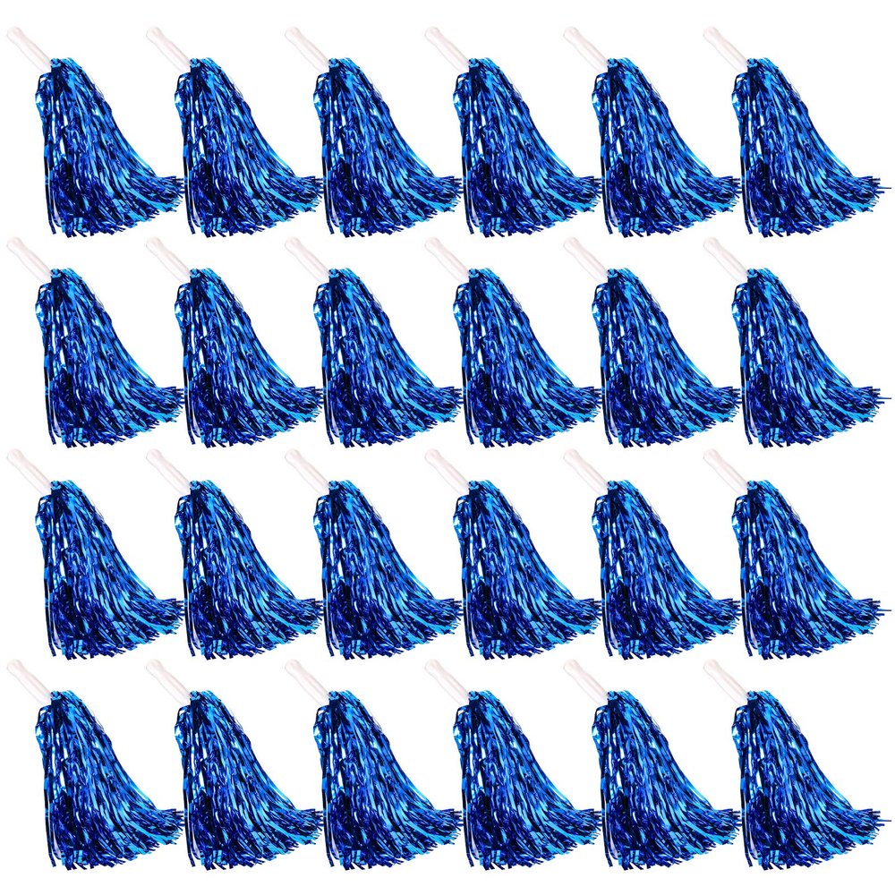 Hedume 24 Pack Cheerleading Pom Poms, Cheerleading Metallic Foil Pom Poms, Hand Flowers Cheerleader Pompoms for Team Spirit Sports Dance Cheering