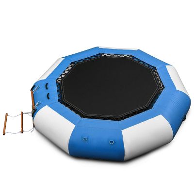Happybuy 13ft Inflatable Water Bouncer, Water Trampoline Splash Padded Inflatable Bouncer Bounce Swim Platform for Water Sports