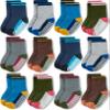 JAKIDAR 12 Pack Baby Toddler Socks Non Slip Grip Cotton Crew Socks for Boys Girls Infants Kids, Multicolor Block, 6-12 Months view 1