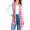 Azules Sleeveless Cardigan for Women, Soft Lightweight Duster Open Front Sleeveless Long Cardigan Vest Rose