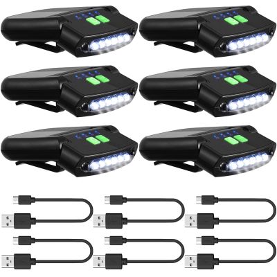 Mudder 2 Pieces LED Clip on Cap Lights USB Rechargeable Cap Flashlight Clip Waterproof Bright Hat Flashlight Headlamp for Fishing Camping Hand Work (Black)