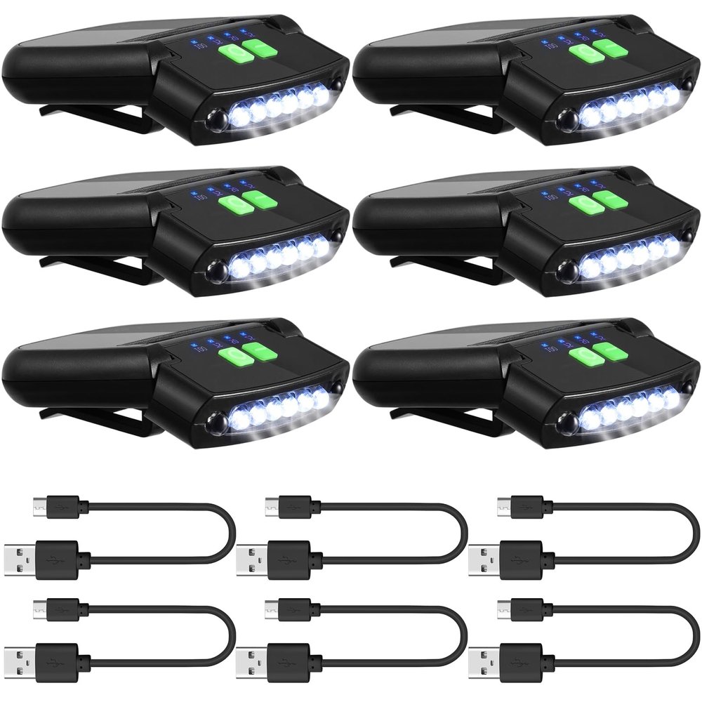 Mudder 2 Pieces LED Clip on Cap Lights USB Rechargeable Cap Flashlight Clip Waterproof Bright Hat Flashlight Headlamp for Fishing Camping Hand Work (Black)
