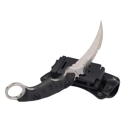 MASALONG Outdoor Survival claw Tactical teeth Knife Double edged sharp Fixed Blade Knife With Sheath (5CR Sand light Black handle)