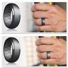 Dookeh Breathable Mens Silicone Wedding Rings, Rubber Ring Bands For Men, Black Blue Camo Engagement Band, Best for Workout, 1-4-7 Pack (W3-Titanium,Dark Gray,Cast Iron,Black, 10) view 4