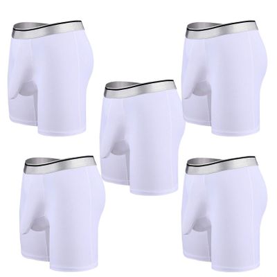 Andongnywell 5-Pack Men's Elephant Nose Boxer Briefs Breathable Ice Silk Trunk Underwear Underpants Knickers (White,X-Large)