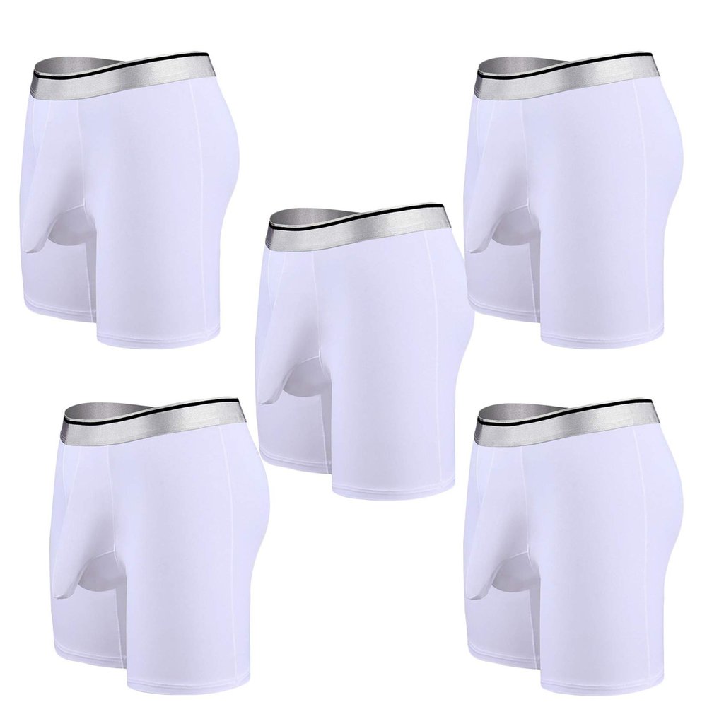 Andongnywell 5-Pack Men's Elephant Nose Boxer Briefs Breathable Ice Silk Trunk Underwear Underpants Knickers (White,X-Large)