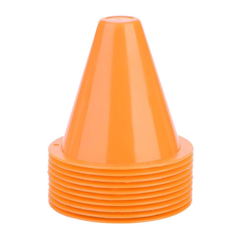 WNSC Football Marking Discs, Unbreakable PE Cone Shape 10pcs Football Cone, Improve The Controlling Ability of Football for Football Training Games for Boys(Orange)