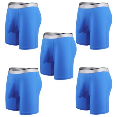 Andongnywell 5-Pack Men's Elephant Nose Boxer Briefs Breathable Ice Silk Trunk Underwear Underpants Knickers (Blue,7X-Large)