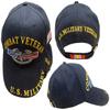 Combat Veteran U.S. Military USA Flag Gun Ribbon Black Embroidered Hat Cap view 3