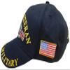 Combat Veteran U.S. Military USA Flag Gun Ribbon Black Embroidered Hat Cap view 4