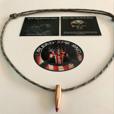 DarkOpsTacticalGear.com HOG Tooth Paracord Necklace + 1 Decal ...(.30 Cal Red Tip) ...Desert Camo