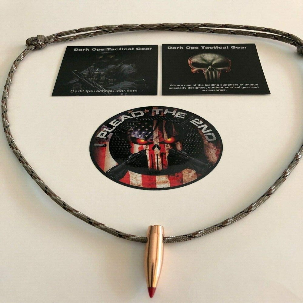 DarkOpsTacticalGear.com HOG Tooth Paracord Necklace + 1 Decal ...(.30 Cal Red Tip) ...Desert Camo