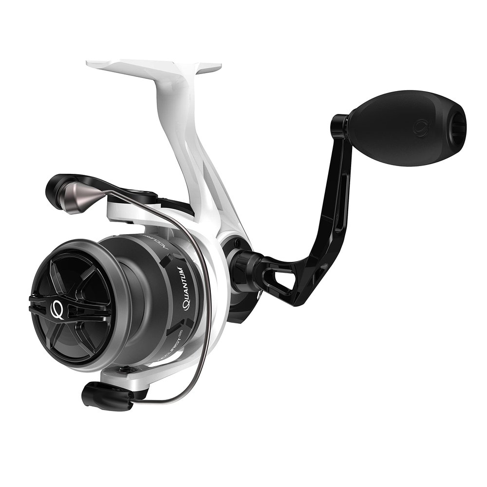 Quantum Accurist Spinning Fishing Reel, Size 15 Reel, Changeable Right- or Left-Hand Retrieve, Oversized Non-Slip Handle Knob and Continuous Anti-Reverse Clutch, White