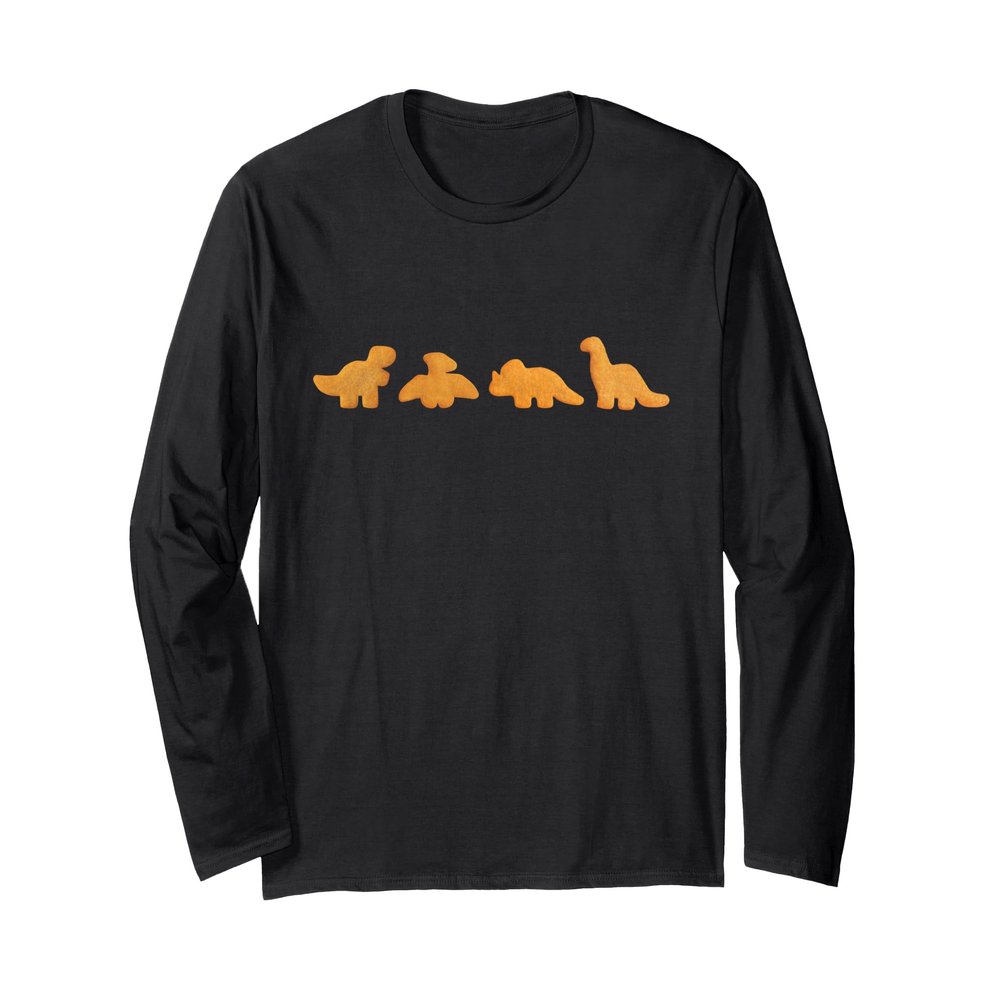 Dinos Chicken Nuggets Pattern | Funny Realistic Dino Long Sleeve T-Shirt