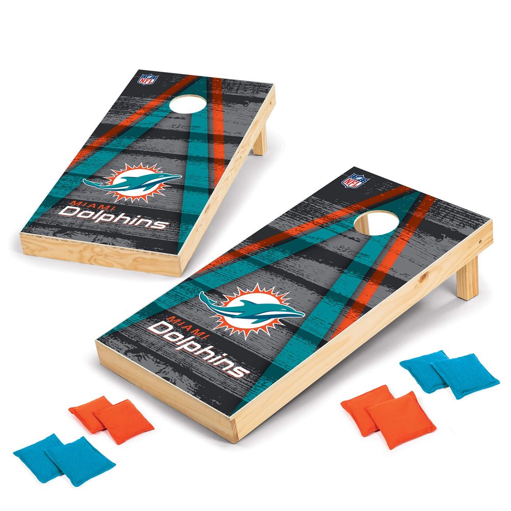 Wild Sports 2' x 4' Wood Tournament Cornhole Set - Direct Printed - Miami Dolphins- perfect for Backyard, Beach, Park, Tailgates, Outdoors and Indoors