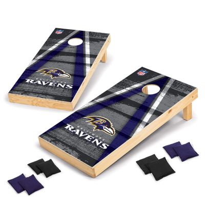 Wild Sports 2' x 4' Wood Tournament Cornhole Set - Direct Printed - Baltimore Ravens- perfect for Backyard, Beach, Park, Tailgates, Outdoors and Indoors
