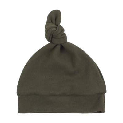 JANGANNSA Olive Green Top Knot Baby Hat Newborn Boys Girls Beanie Infant Cotton Stretchy Hats Spring Summer (Olive Green, M)