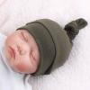 JANGANNSA Olive Green Top Knot Baby Hat Newborn Boys Girls Beanie Infant Cotton Stretchy Hats Spring Summer (Olive Green, M) view 2