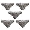 Andongnywell 5-Pack Men's Leopard Print Sexy Panty Thong Cheetah Bikini Low Rise G-String Underpants Knickers Panties (Black,X-Large) view 1