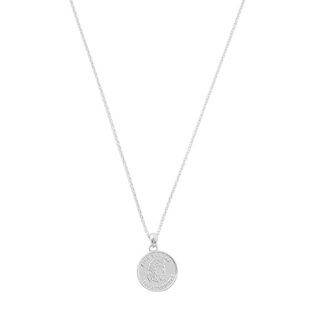 Honeycat Lady Gisela Woman's Face Pendant Disc Necklace in Gold, Rose Gold, or Silver | Minimalist, Delicate Jewelry (Silver)