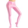 Agoky Women's Sexy Oil Glossy Footed Leggings Ultra Bodycon Tights Opaque Pantyhose Yoga Pants Pink Medium view 2