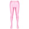 Agoky Women's Sexy Oil Glossy Footed Leggings Ultra Bodycon Tights Opaque Pantyhose Yoga Pants Pink Medium view 4