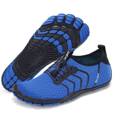 Racqua Beach Shoes Quick Dry Barefoot Water Aqua Sport Swim Surf Pool Hiking Diving Walking for Men Women Blue 12 W/11 M