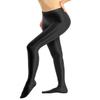 Agoky Women's Sexy Oil Glossy Footed Leggings Ultra Bodycon Tights Opaque Pantyhose Yoga Pants Black Medium view 2