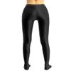 Agoky Women's Sexy Oil Glossy Footed Leggings Ultra Bodycon Tights Opaque Pantyhose Yoga Pants Black Medium view 3
