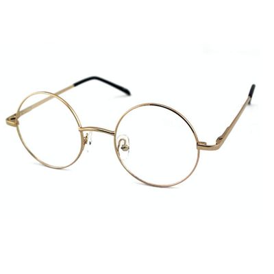 BETSION Vintage Round non-Prescription glasses frame men women Metal Eyeglass Frame Clear Lens, Gold, Small