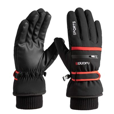 FUFU Gloves Warm Gloves Cold-Proof Ski Gloves Waterproof Winter Gloves Snowboard Gloves Outdoor (Color : Red)