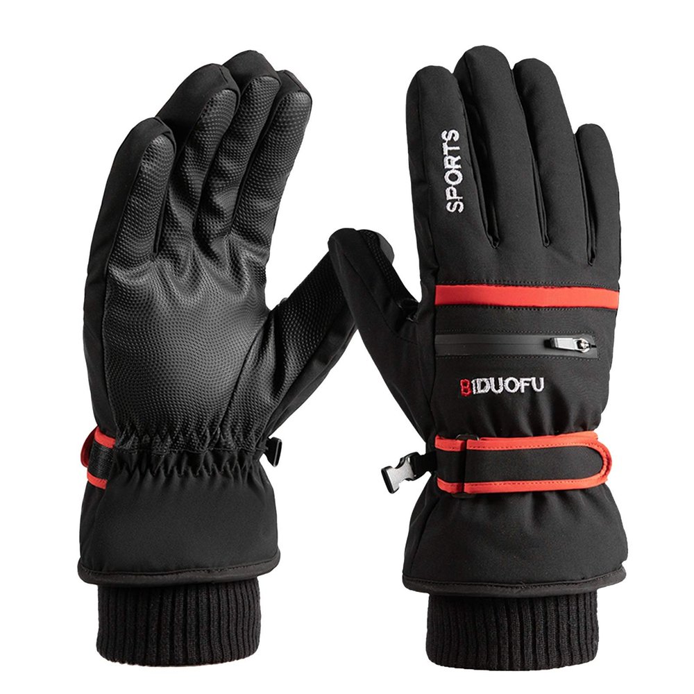FUFU Gloves Warm Gloves Cold-Proof Ski Gloves Waterproof Winter Gloves Snowboard Gloves Outdoor (Color : Red)