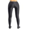 Agoky Women's Sexy Oil Glossy Footed Leggings Ultra Bodycon Tights Opaque Pantyhose Yoga Pants Dark Gray Large view 3