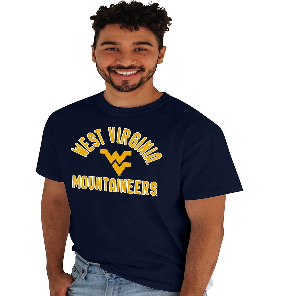 Blue 84 Men's West Virginia Mountaineers T Shirt Line Up Team Color, West Virginia Mountaineers Navy, XX-Large