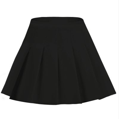 EXCHIC Women's High Waist Pleated Skater School Tennis Skirts (Black, S)