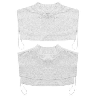 JEATHA Women Girls Cotton Fake Collar Detachable Dickey Collar Mock Turtleneck Blouse Half Top Shrits Neck Warmer Light Grey L